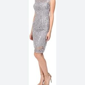 Adrianna Papell Tan Sheath Midi Dress Sleeveless